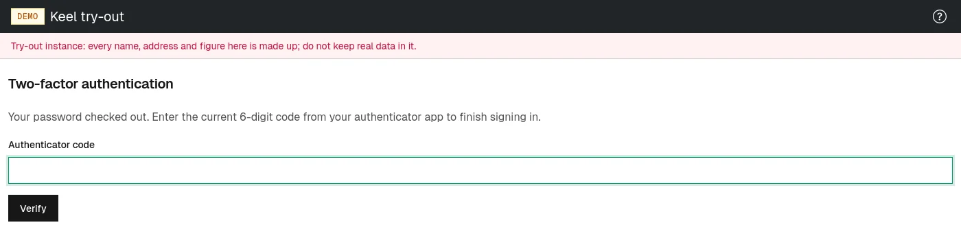 After your password, the service asks for the current code.