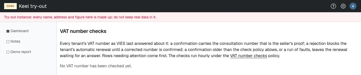 VAT number checks, the ones needing attention first.